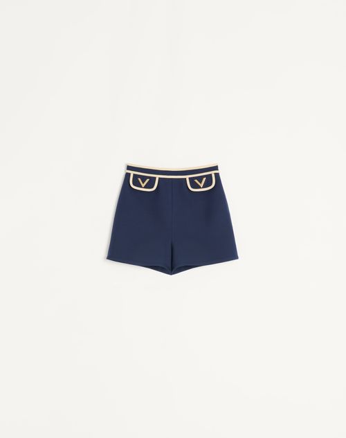 Valentino - Crepe Couture Shorts - Indigo/birch - Woman - Trousers And Shorts